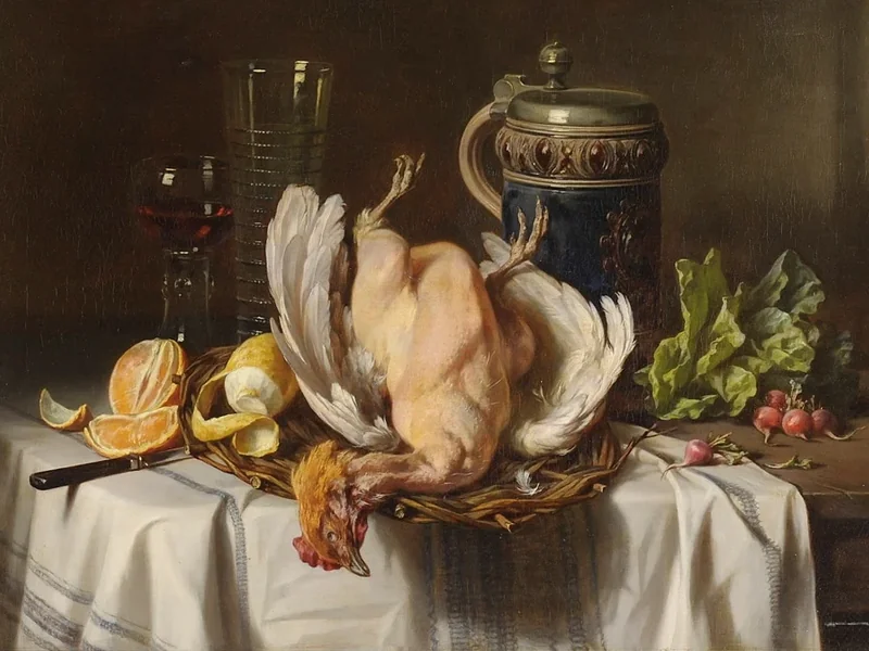 1829-Carl Johann Arnold - Natura morta in cucina